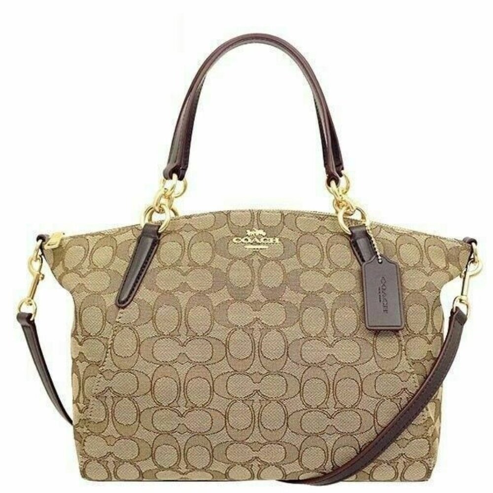 Like New Coach Kelsey Signature Khaki Shoulder Bag Purse